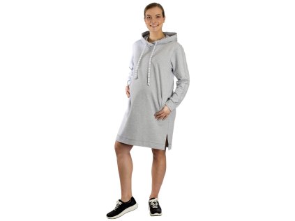 Teplákové šaty, mikina s kapucí Lotte sv. šedé (Velikost L)