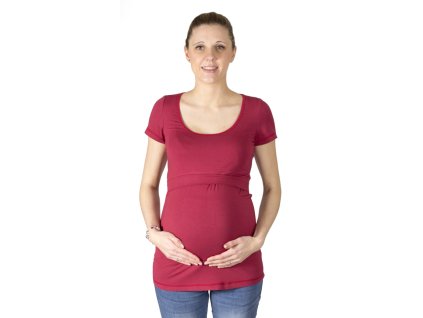 kojící a Těhotenské tričko z modalu Rialto Delies, tm.červená 0645 (Dámská velikost 36)