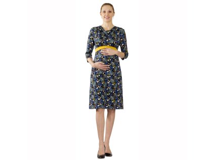 Těhotenské šaty Lariva modrozelené listy 0523 (Dámská velikost 36)