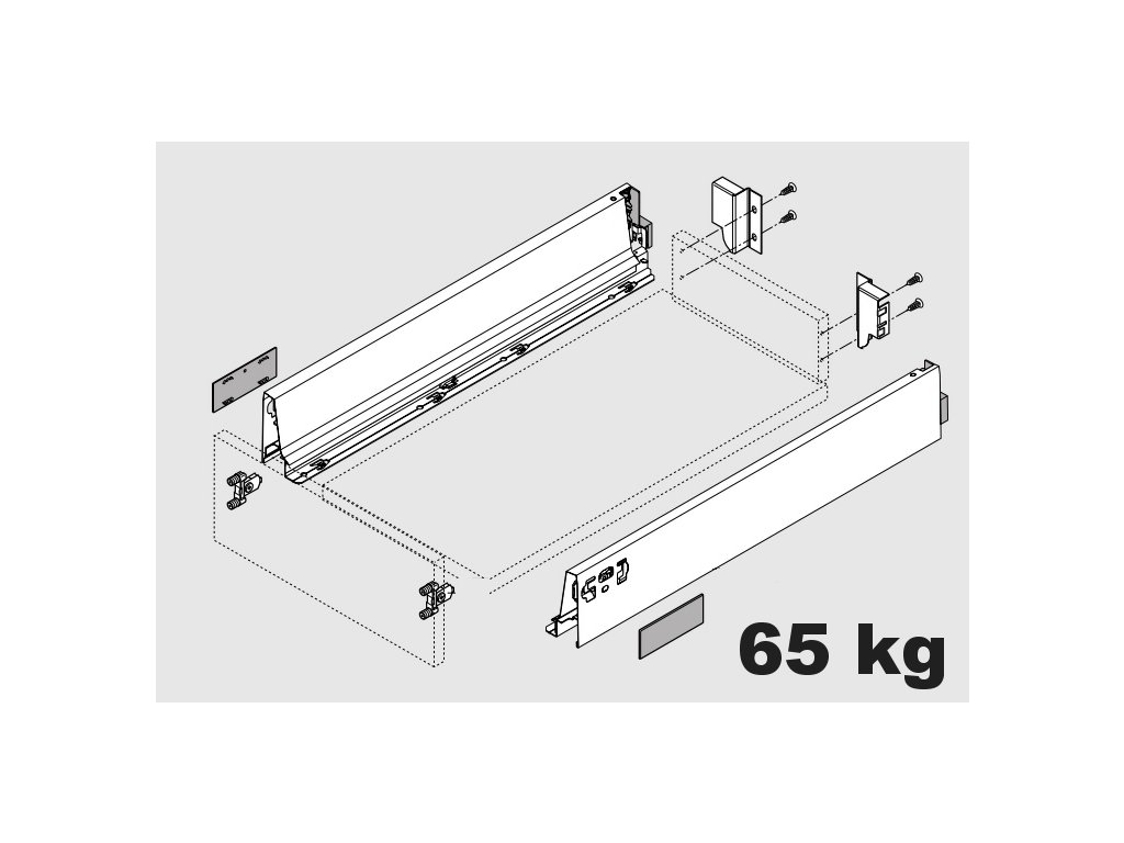 Blum výsuv Tandembox Antaro M/450mm, bílý, 65kg, 254440