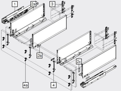 Blum K-BLUM Legrabox C Pure 650 mm/70 kg, Blumotion/TOB,  Orion šedá, dřez, 390470