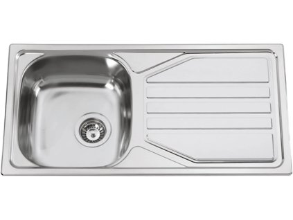Sinks OKIO 860 V 0,5mm leštěný (Konstrukční typ Dřezy s odkapem, Spodní skříňka 450 mm (400 mm po úpravě skříňky/bez baterie), Hloubka dřezu 140 mm)