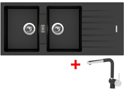 4289870 8596142051090 sinks perfecto 1160 duo metalblack mix 3 p gr