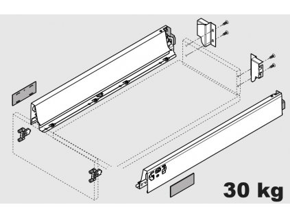 Blum výsuv Tandembox Antaro N/450mm, šedý, 30kg, 254384