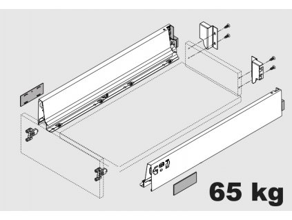 Blum výsuv Tandembox Antaro M/600mm, šedý, 65kg, 254456