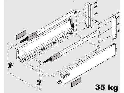 Blum výsuv Tandembox Antaro D/300mm, bílý, 30kg, 254656