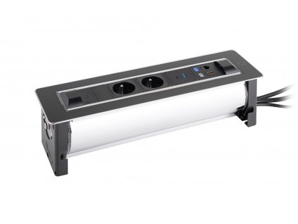 VersaTurn 2x 230V, 2x USB A/C 5V, 1x RJ45, HDMI, černé sklo