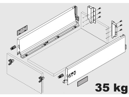 Blum výsuv K-BLUM Antaro K 600 mm/30 kg, Blumotion/TOB, šedá R9006, vrut, 340879