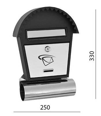 Poštovní schránka nerez - černá 250x350x50