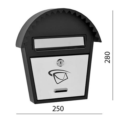 Poštovní schránka nerez - černá 250x280x50