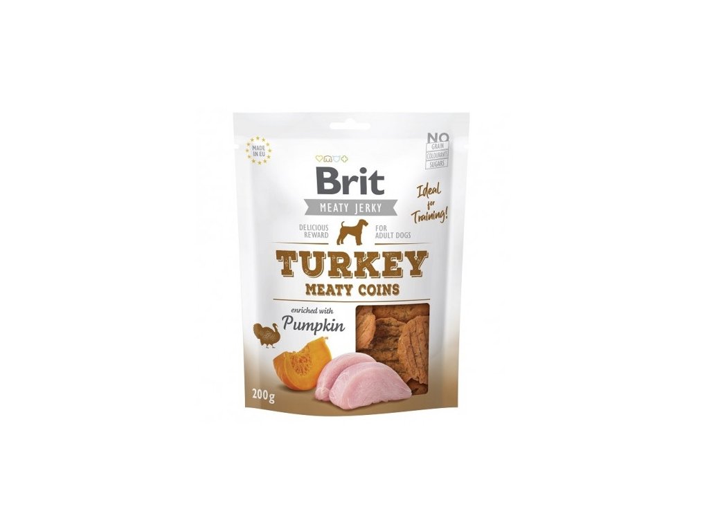 brit jerky turkey meaty coins 200g