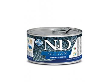 N&D DOG konz. OCEAN Adult Herring & Shrimps Mini 140g