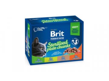 Brit Premium Cat kapsa Sterilised Plate 1200g (12x100g)