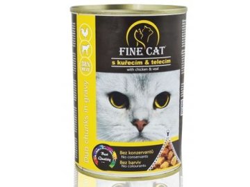 FINE CAT Konzerva pro kočky DUO Kuřecí s Telecím 415g