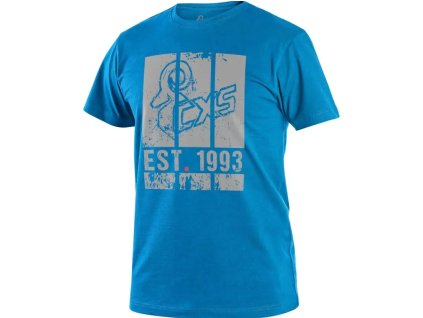 Tričko CXS WILDER, krátky rukáv, potlač CXS logo, azúrovo modrá