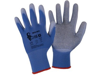 Rukavice BRITA DOTS, máčené v PU a PVC terčíky
