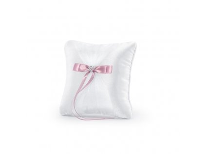 4726 vankusik na snubne prstene s ruzovou maslou biely