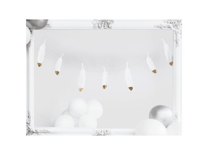 13360 papierova girlanda z peria biela 1 6 m