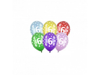 15376 balon 30 cm 6 narodeniny metalicky mix