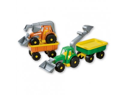 Traktor do piesku s vlečkou-nakladač, bager 58cm - zelená