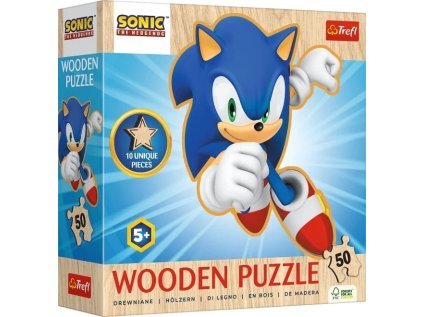 trefl drevene obrysove puzzle sonic vesely sonic 50 dielikov 28078