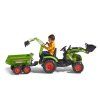 FALK Šliapací traktor 1010W Claas Axos s nakladačom, rýpadlom a vlečkou