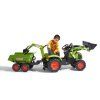 FALK Šliapací traktor 1010W Claas Axos s nakladačom, rýpadlom a vlečkou