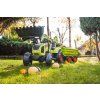 FALK Šliapací traktor 1010W Claas Axos s nakladačom, rýpadlom a vlečkou