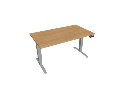 Pracovný stôl Motion, PO, 3S, 140x61 - 128x80 cm, dub/sivá
