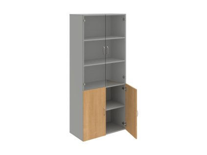 Policová skriňa Drive, 80x185x42 cm, dub/sivá