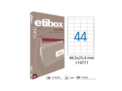 Etikety univerzálne 48,5x25,4mm Etibox A4 100 hárkov