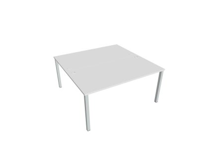 Pracovný stôl Uni, zdvojený, 160x75,5x160 cm, biela/sivá