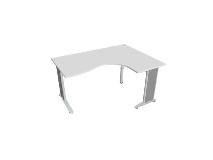 Pracovný stôl Flex, ergo, ľavý, 160x75,5x120 (80x60) cm, biela/kov