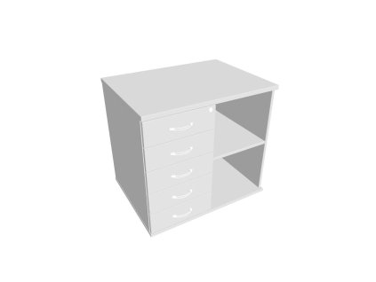 Prídavná skriňa k stolu Hobis, zámok, L, biela