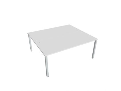 Pracovný stôl Uni, zdvojený, 180x75,5x160 cm, biela/sivá