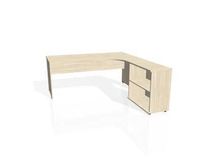 Pracovný stôl Gate, ergo, ľavý, 180x75,5x200 cm, agát/agát