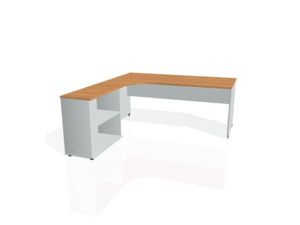 Pracovný stôl Gate, ergo, pravý, 180x75,5x200 cm, jelša/sivá