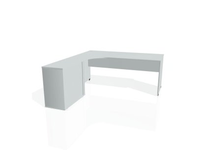 Pracovný stôl Gate, ergo, pravý, 180x75,5x200 cm, sivá/sivá