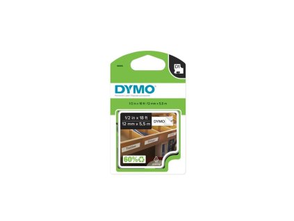 Permanentná vinylová páska Dymo D1 12 mm biela/čierna