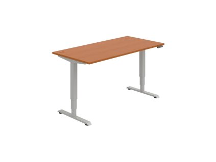 Pracovný stôl RUN, PO, 3S, 160x64,5-130,5x80 cm, čerešňa/sivá