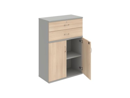 Policová skriňa Strong, zámok, 80x115,2x40 cm, agát/sivá