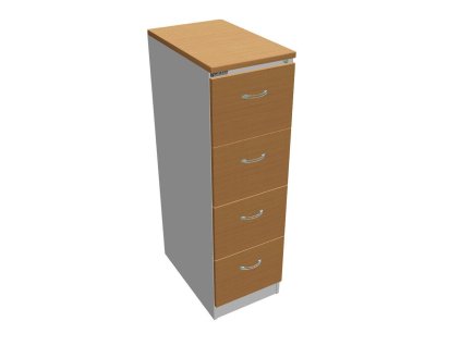 Štvorzásuvková kartotéková skriňa OP, 41,6x134,5x64 cm, buk/sivá