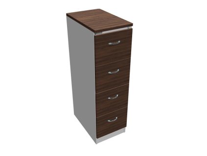 Štvorzásuvková kartotéková skriňa OP, 41,6x134,5x64 cm, orech/sivá