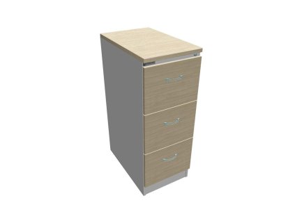 Trojzásuvková kartotéková skriňa OP, 41,6x104x64 cm, agát/sivá