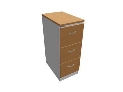 Trojzásuvková kartotéková skriňa OP, 41,6x104x64 cm, buk/sivá