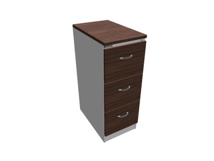 Trojzásuvková kartotéková skriňa OP, 41,6x104x64 cm, orech/sivá