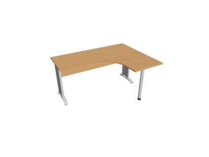 Pracovný stôl Cross, ergo, ľavý, 160x75,5x120 cm, buk/kov