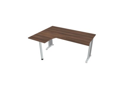 Pracovný stôl Cross, ergo, pravý, 160x75,5x120 cm, orech/kov