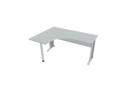 Pracovný stôl Cross, ergo, pravý, 160x75,5x120 cm, sivá/kov