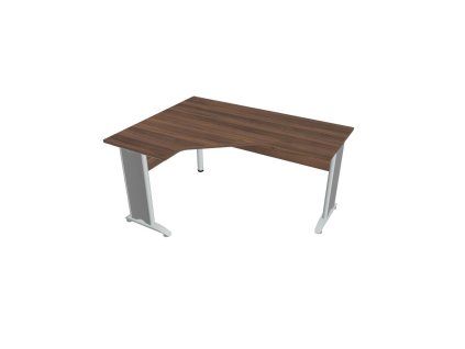 Pracovný stôl Cross, ergo, pravý, 160x75,5x120 cm, orech/kov